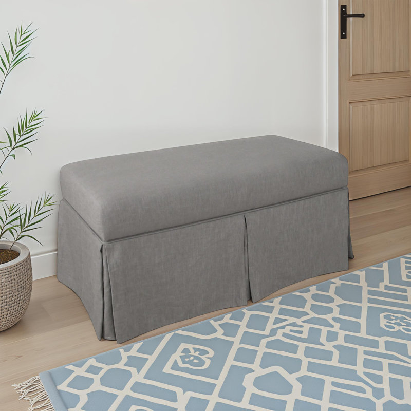 Upholstered Storage Bench, Classic Grey Linen