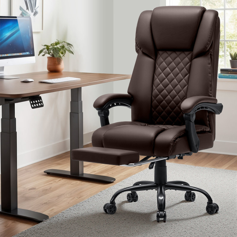 Fauteuil de bureau à 6 points de massage ergonomique et vibrant avec massage par vibration et dossier haut inclinable avec repose-pieds