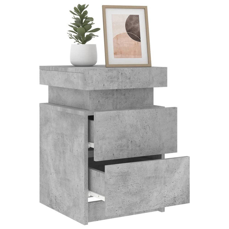 Oakhur 35cm W Manufactured Wood Bedside Table, Concrete Gray