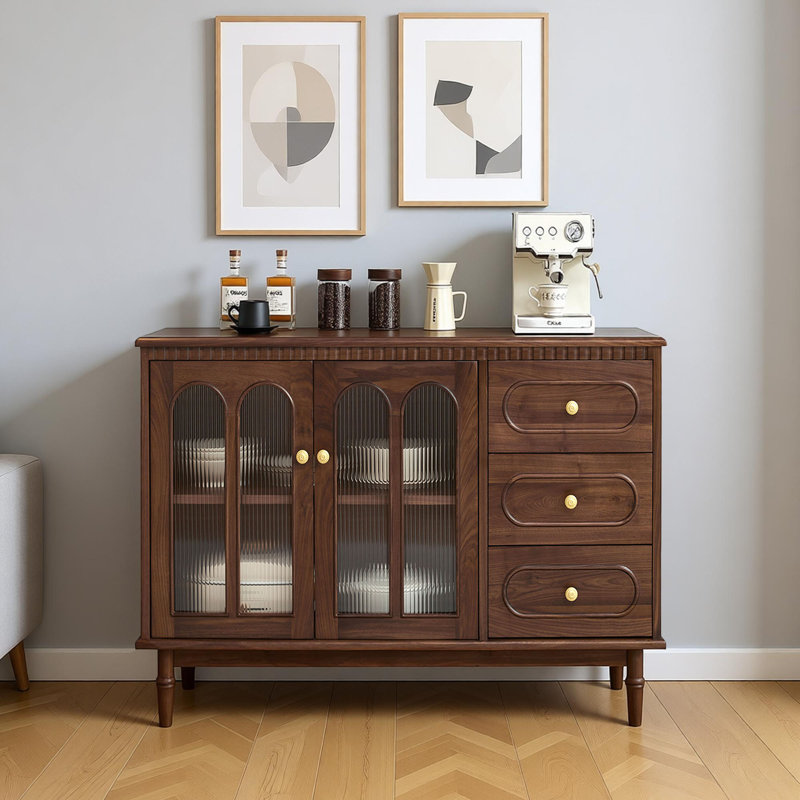 Buffet de rangement en bois massif rétro de style français, H 35,43 po x l 47,24 po x P 15,74 po