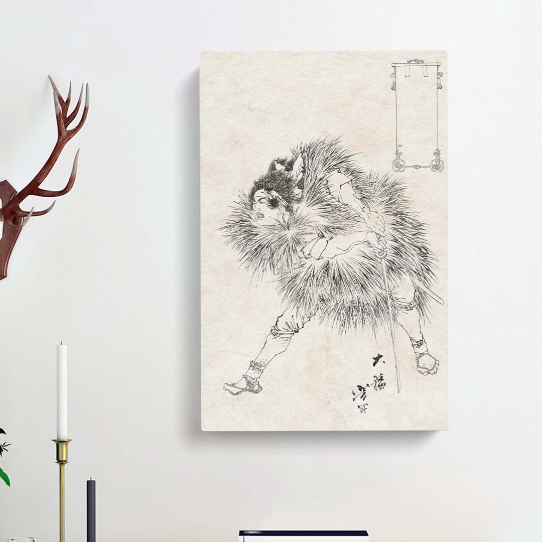 Sketch of a Warrior by Tsukioka Yoshitoshi - Wrapped Canvas Drawing - Wrapped Canvas