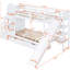 Lit superposé blanc avec glissade Twintwin, 2 tiroirs, 3 tablettes, cadre, espace de rangement pour les objets personnels