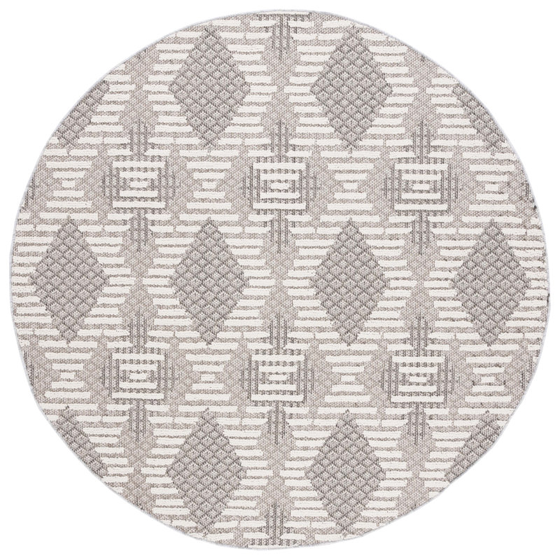 Tapis gris / ivoire Global 420, Rond 6 pi 7 po