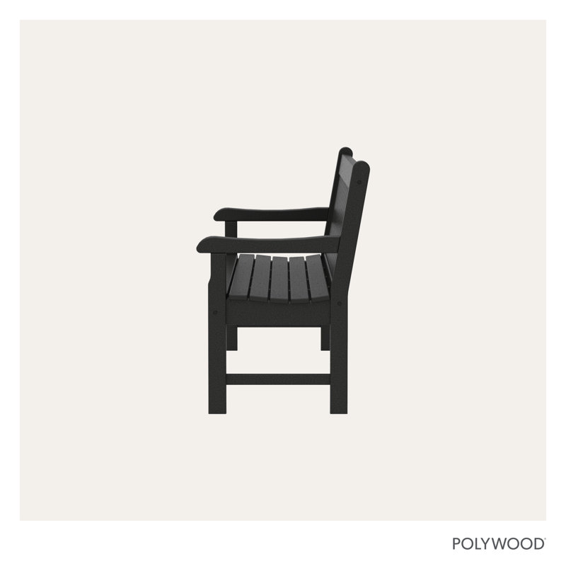 POLYWOOD Rockford Bench, Black, 35.25" H x 72" W x 24" D