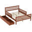 Full Size Wood Platform Bed, Walnut, With Guardrails On Both Ends And Two Storage Drawers, Lightweight , 8 Solid Slats Appearance, Evenly Spaced For Stability
