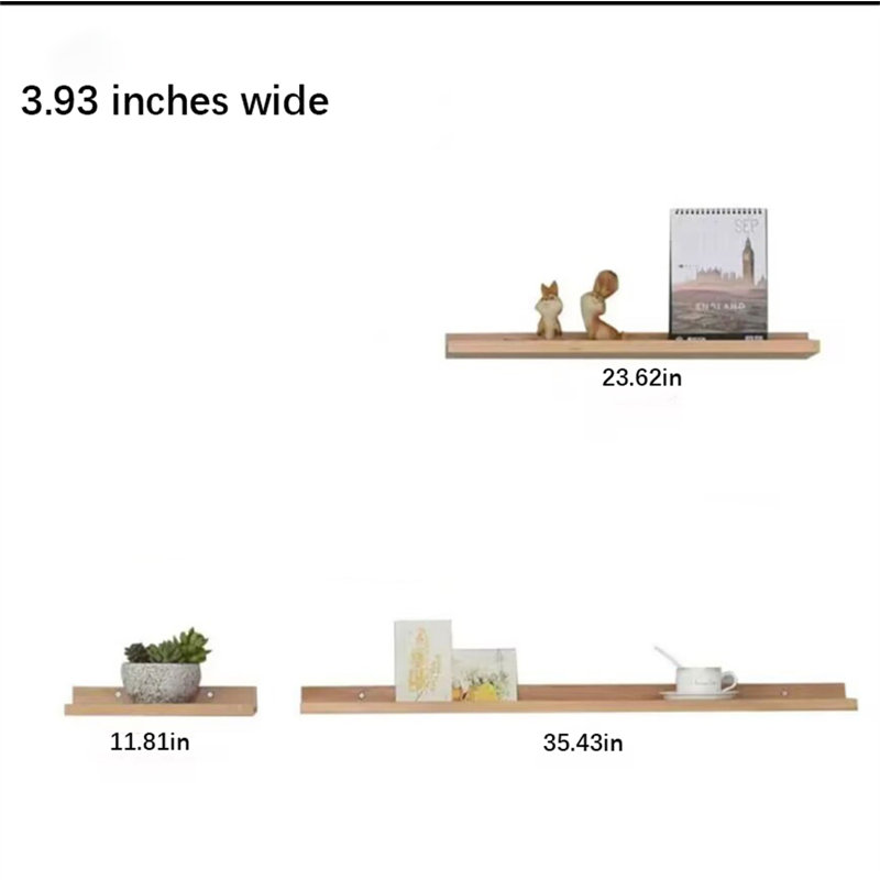 Solid Wood Floating Wall Shelf, 3.93" H x 23.62" W x 3" D