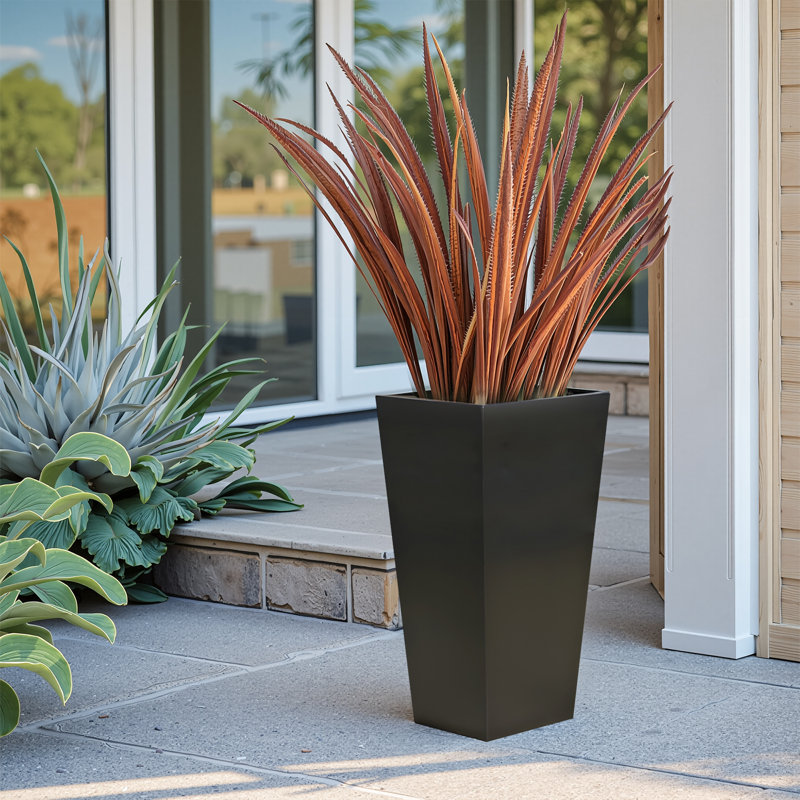 Jardinière d'extérieur / intérieur en métal avec jardinière et jardin surélevé Cachepots, H 25,5 po x l 14 po x P 14 po, Gris