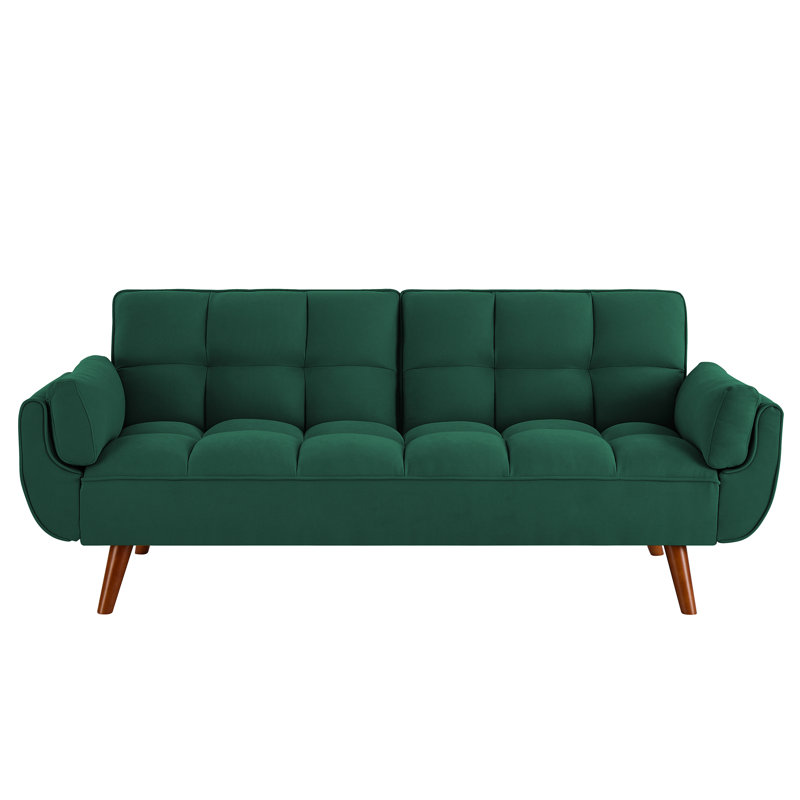 Canapé-lit convertible à accoudoirs évasés 75 po Jalena, Polyester vert
