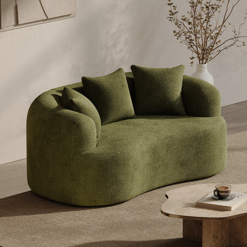 Canapé incurvé désossé en mousse à haute densité et sans assemblage requis, H 24,8 po x l 68,5 po x P 39,4 po, Vert, 2