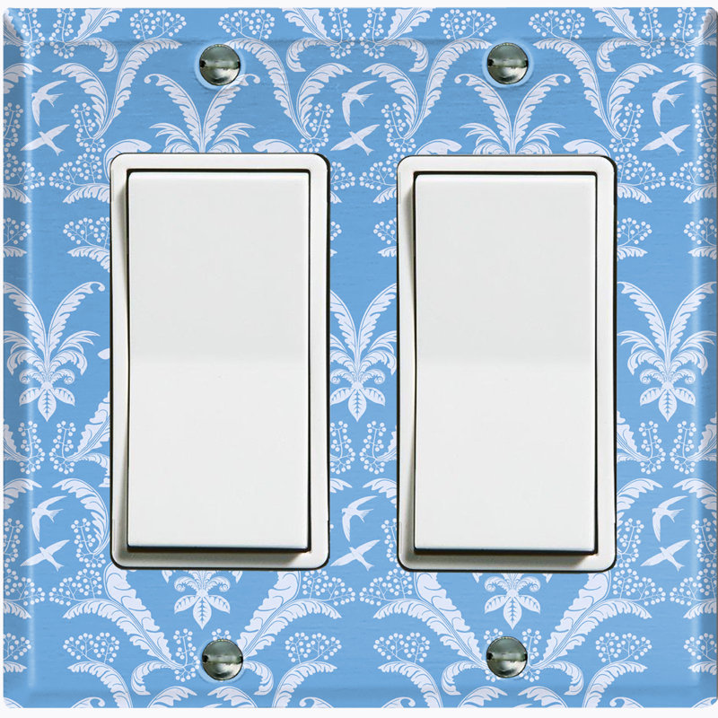 Couvercle de prise de plaque d'interrupteur de lumière à motif en métal (rouge plume damassé - double culbuteur), Bleu