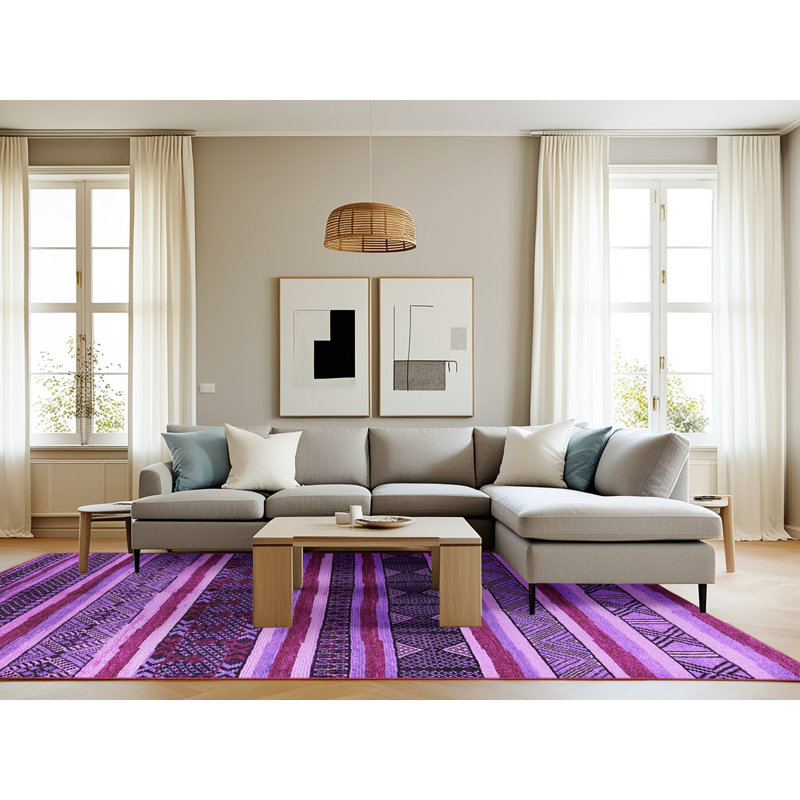 Kaleeah Washable Striped Indoor Rug, Rectangle 8' x 12'