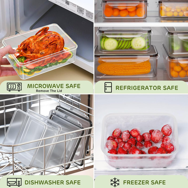 40-Piece Black Plastic Airtight Meal Prep Container Set