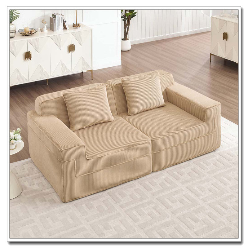 Causeuse modulaire à 2 places sans siège, canapé modulaire Cloud avec assise profonde, Chameau