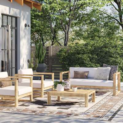 Ensemble de patio extérieur en teck 4 pièces Modway Upland