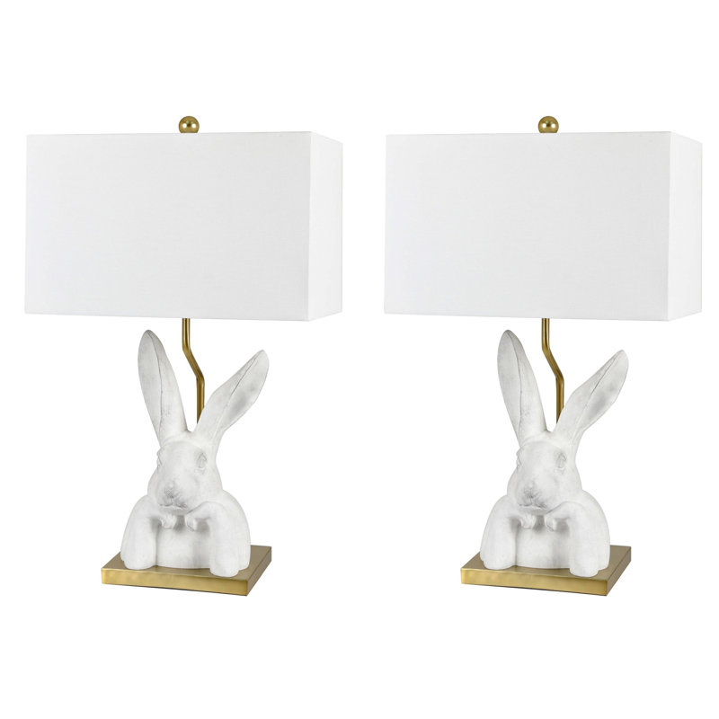 28" Resin Table Lamp With White Shade