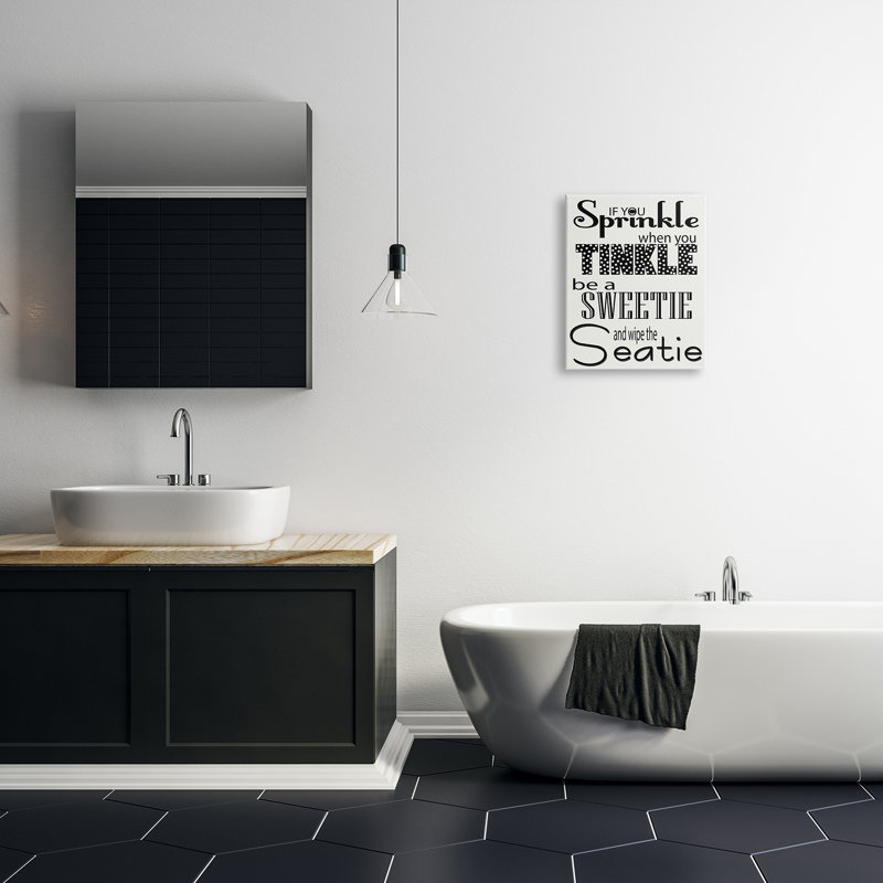 «If You Spring Be A Sweetie BW Bathroom» par Regina Nouvel - impression, Plaque murale, L 16 po x H 20 po