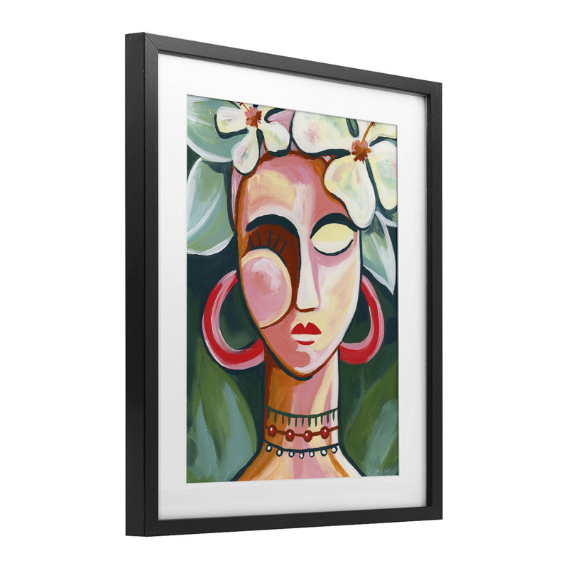 Portrait sous les tropiques, reproduction encadrée sous verre, design par Yvette St. Amant, Cadre noir minuit