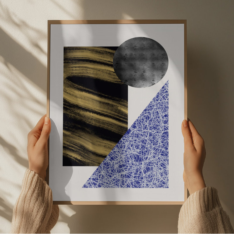 Geometric Shapes With A Gold Textured, 76.2 cm H x 50.8 cm W