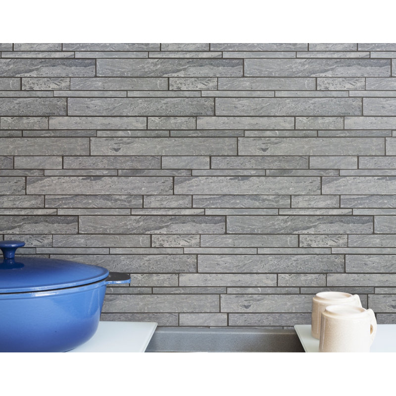 Carreau de mosaïque linéaire en marbre 12 po x 12 po pour mur et plancher, gris
