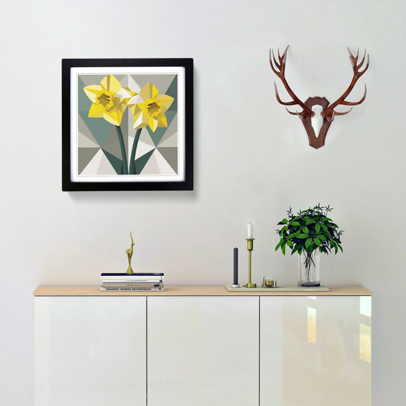 Daffodil Geometric No.2 - Framed Print, Black