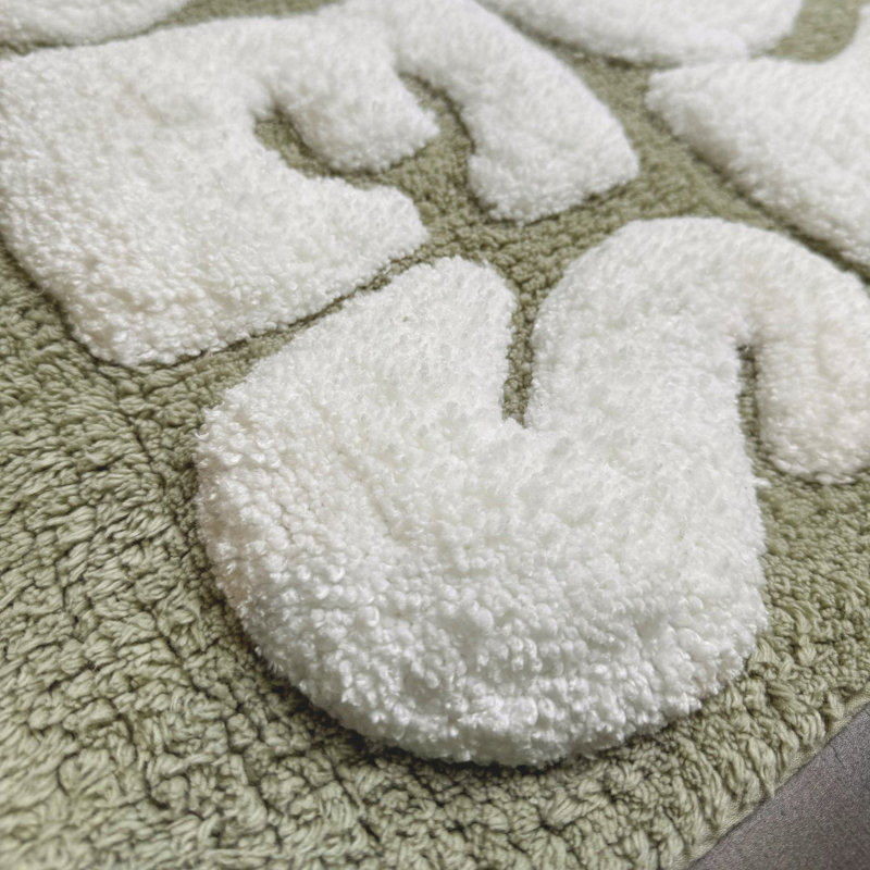 Good Vibes Slogan Bath Mat, Green
