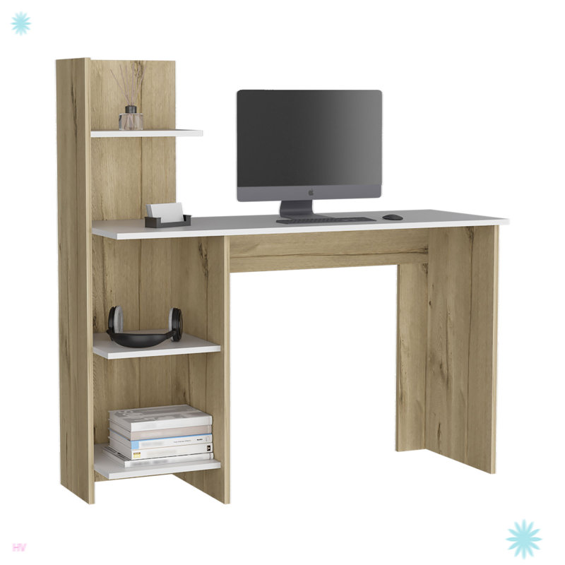 Euloge Toronto 120 Classic Contemporary Writing Desk with Four Shelves, Multicolor