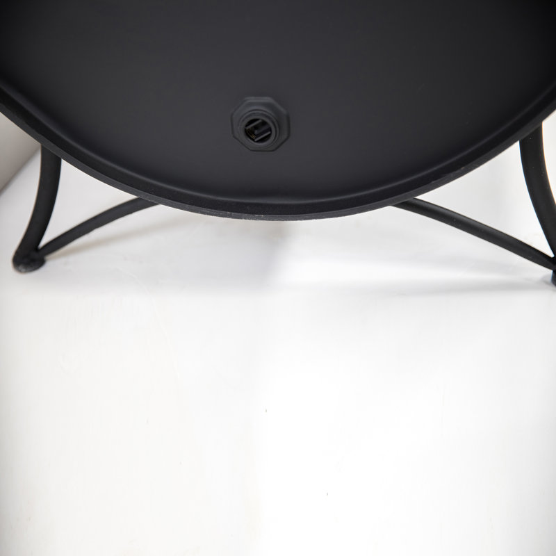 Black Rectangular Steel Wood-Burning Fire Pit with Grill