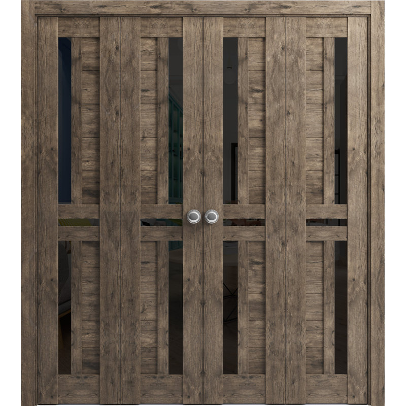 Portes pliantes en bois d'acacia foncé Veregio, 72 po x 80 po