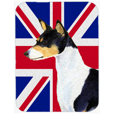 Basenji à trésors avec panneau de coupe en verre à drapeau anglais britannique caroline Union Jack