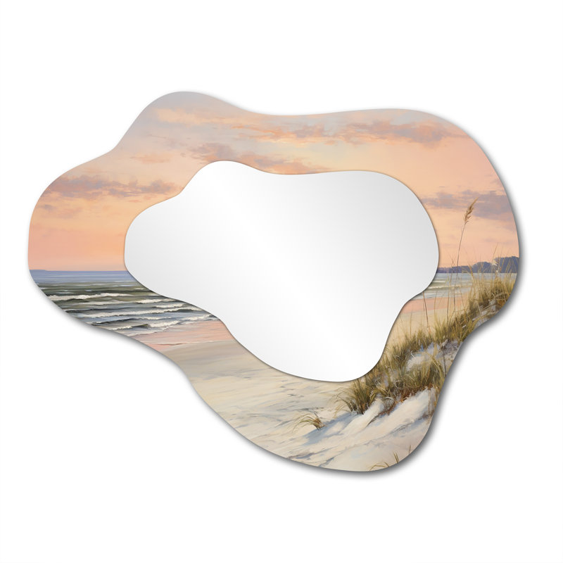 Grand miroir mural asymétrique nautique Beach Pastel, 27 po x 35 po