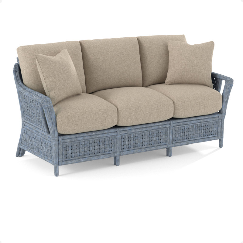Boca Upholstered 78'' Sofa, Eggshell Crypton Performance, Sea Glass