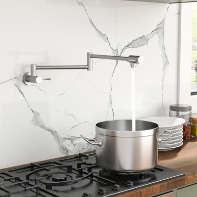 Robinet remplisseur mural à deux poignées en nickel brossé, rotation sur 360 °, pliable et extensible, laiton pour utilisation dans la cuisine sur robinet en nickel efficace, installation, poignées, rotatif,