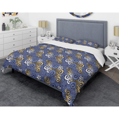 Ensemble de housse de couette de luxe mid-century rétro wave waves iii