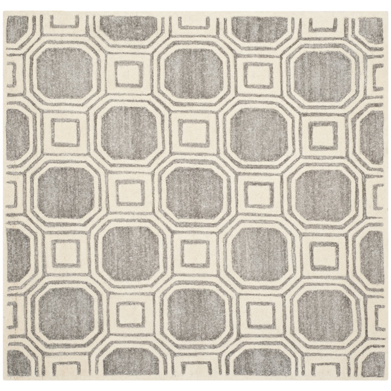Trakia Hand Tufted Performance Geometric Rug, Square 5'