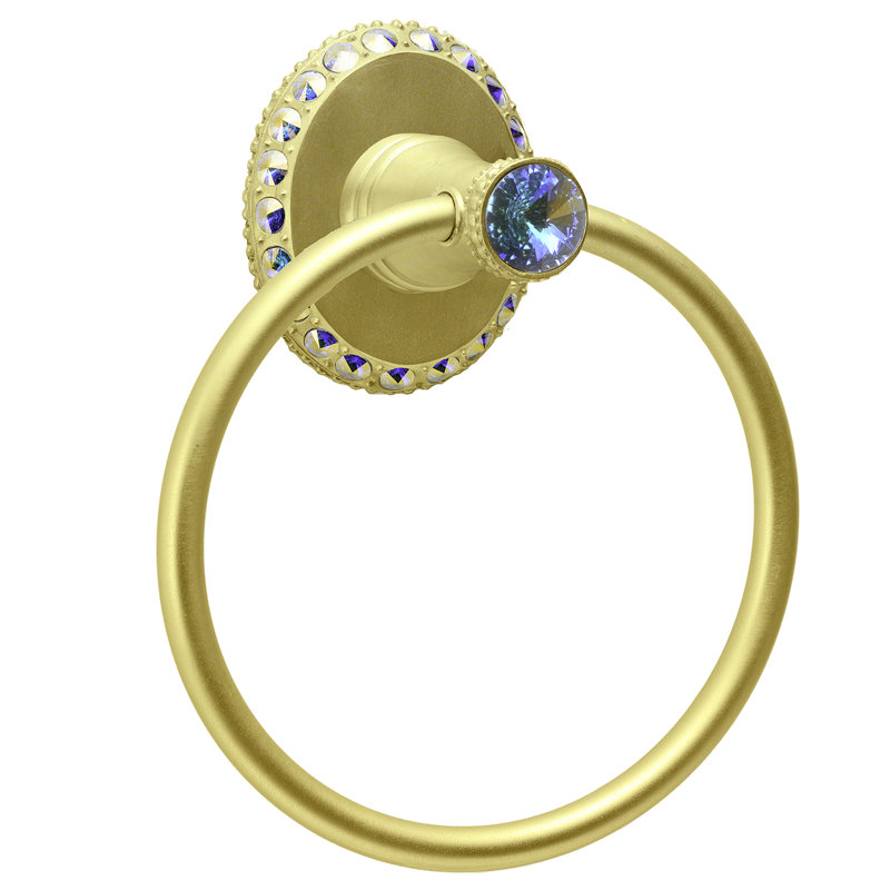 Anneau lisse Caché II avec cristaux Swarovski transparents et mercure doré, Or / Bleu