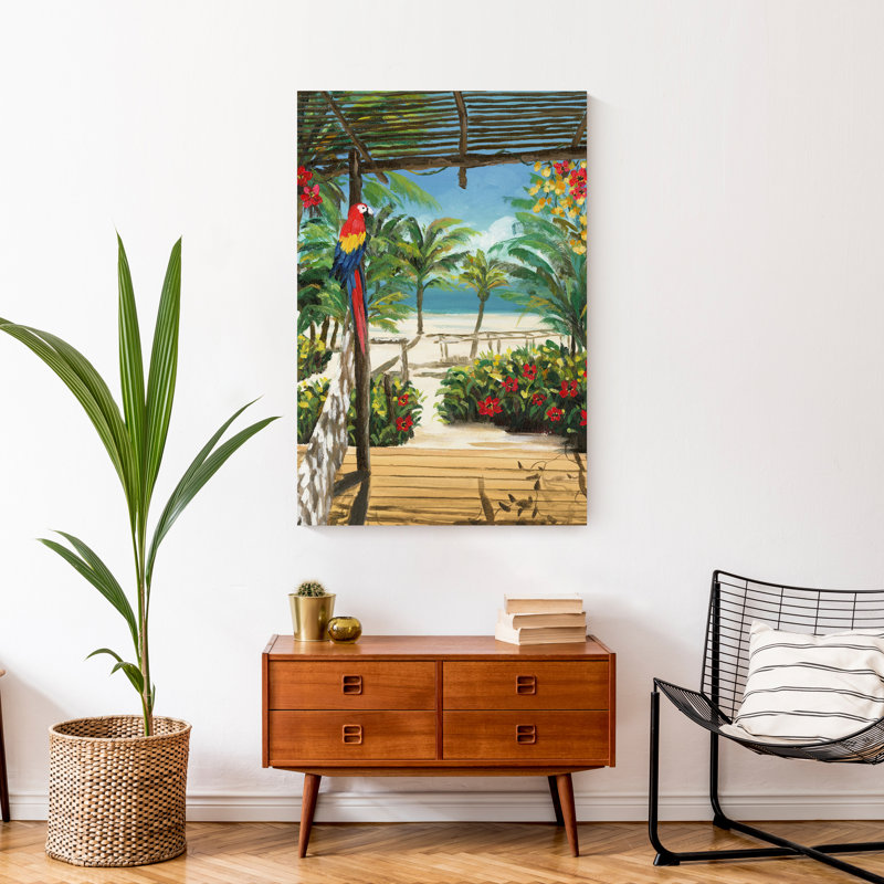 Porche tropical sur toile, H 36 po x l 24 po x P 1,25 po
