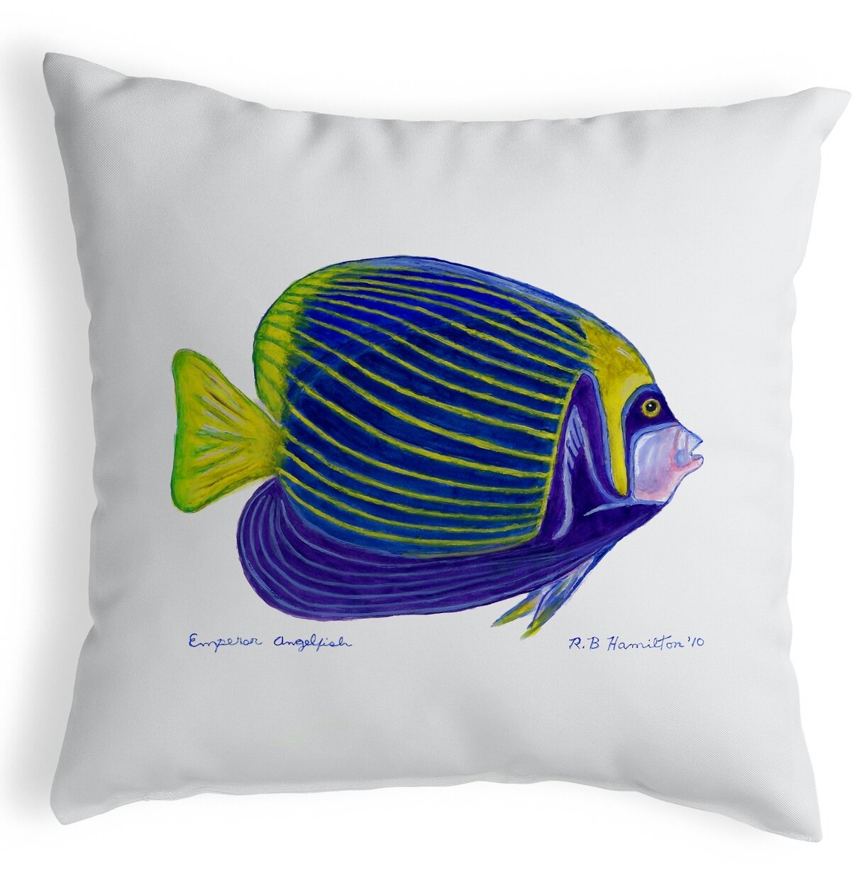 Betsy Drake Interiors Emperor Angelfish Outdoor Square Pillow Cover ...