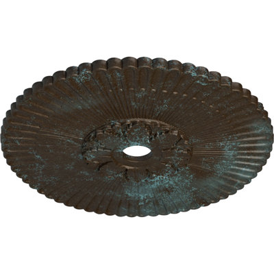 Endurathane Melonie Ceiling Medallion, 36 1/4"OD x 1 7/8"P (Fits Canopies up to 6 1/4"), Hand-Painted Bronze Blue Patina Finish