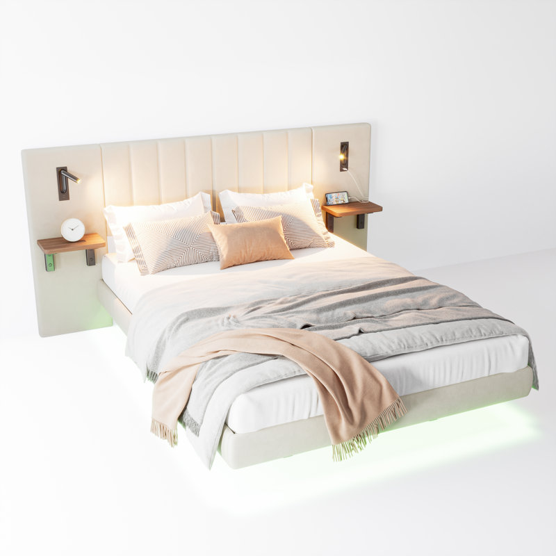 Upholstered Bed, Kingsize (5'), White