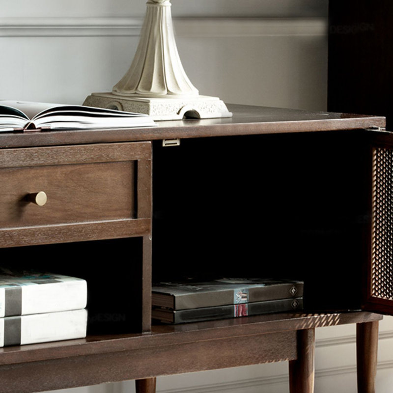 Meuble télé en noyer noir de style américain