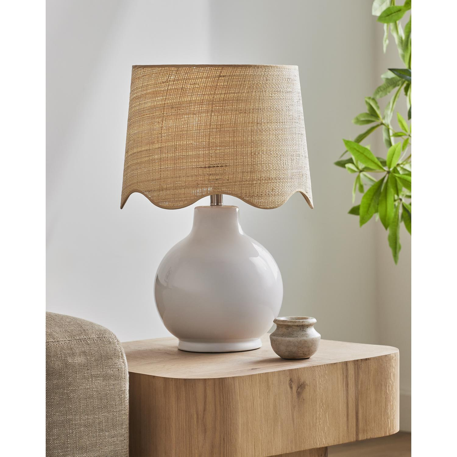 Maura Accent Table Lamp, Tan, White, 22"H x 15"W x 15"D