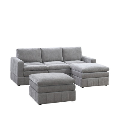 Contemporary 5Pc Set Modular Sectional Set 2X One Arm Chair / Wedge 1X Armless Chair 2X Ottoman