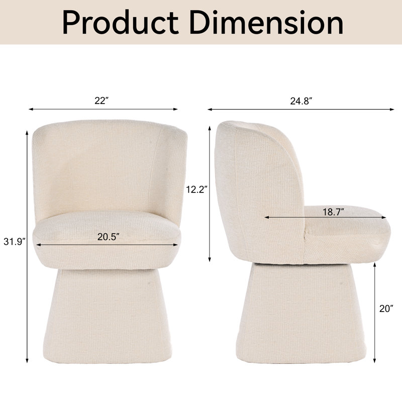 Upholstered Swivel Dining Chair, Beige
