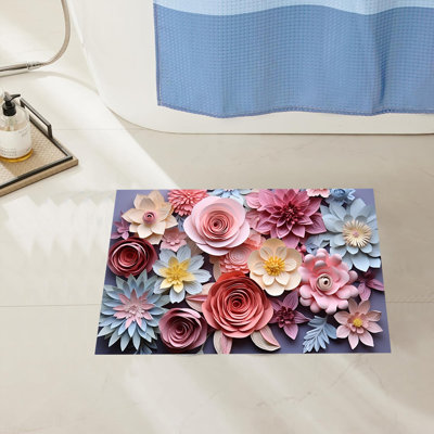 Super Absorbent Non-Slip Bathroom Floor Mat, Machine Washable, Rubber Backed Bathroom Floor Mat, Style C