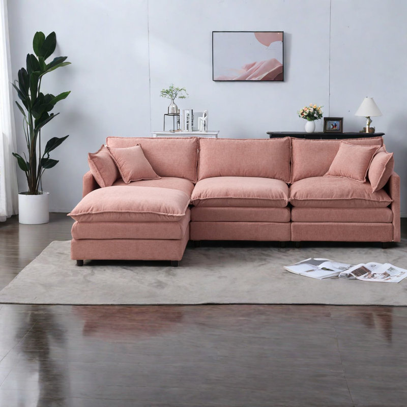 Canapés modulaires confortables, canapé en L en chenille pour la maison