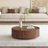 Kemberton Walnut Round Coffee Table with Storage Drawers Black Base-1690003232