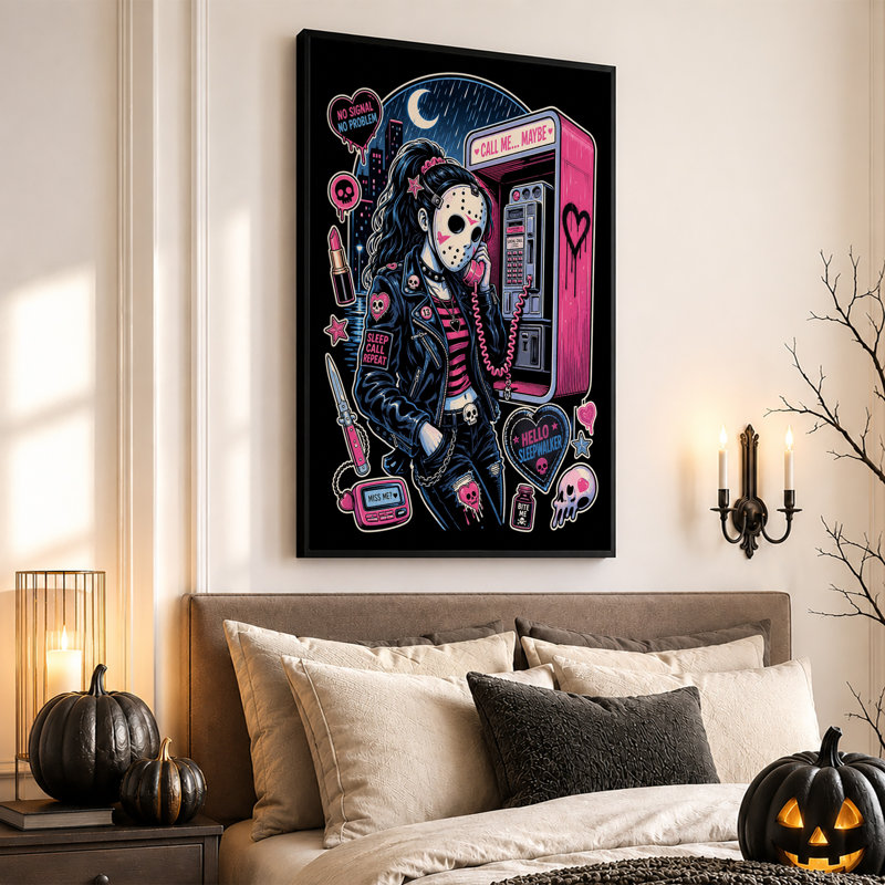 Punk Girl in Hockey Mask at Pink, H 18 po x l 12 po