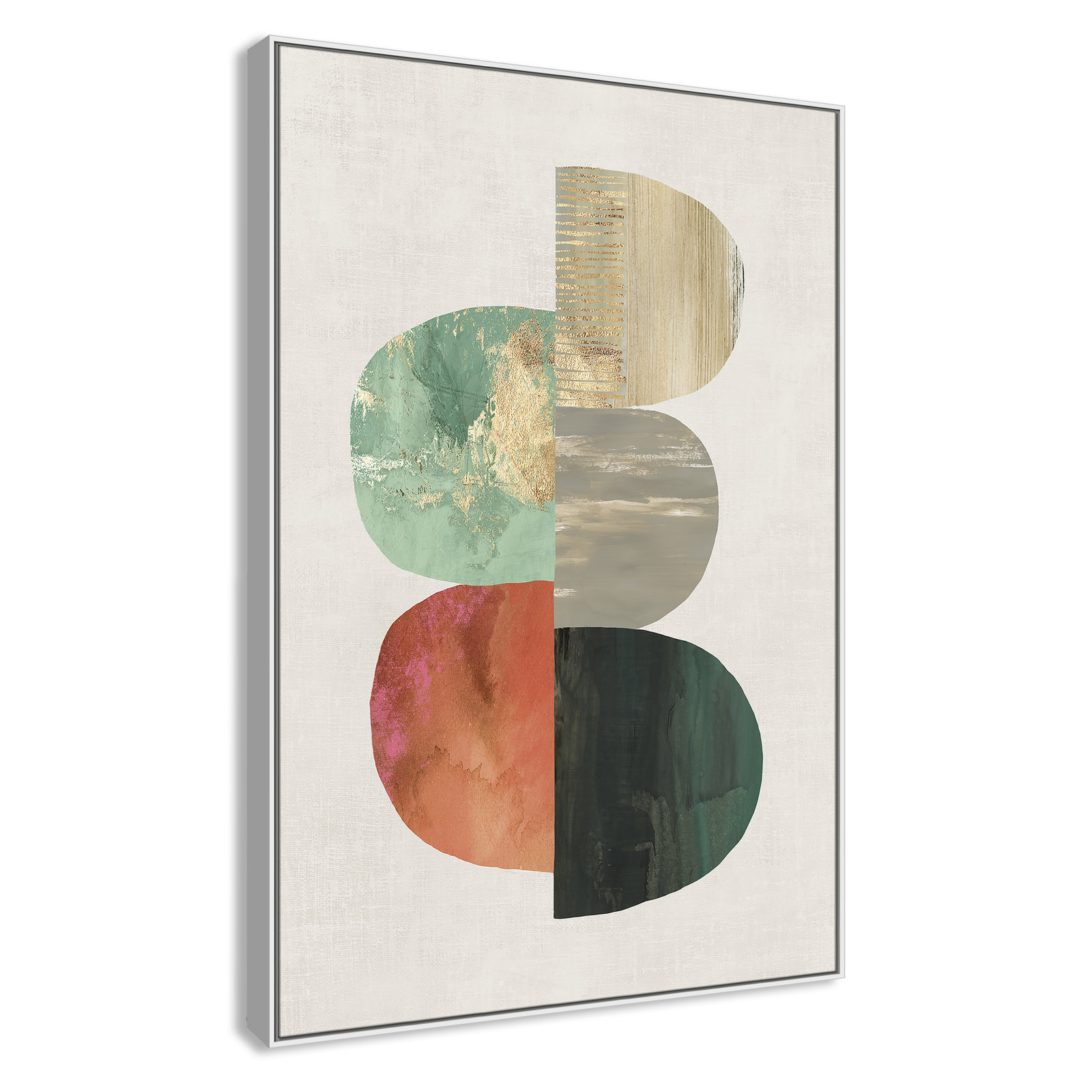 Evolving Energy I - Painting Print, Picture Framed Canvas, 61.5" H x 41.5" W, White