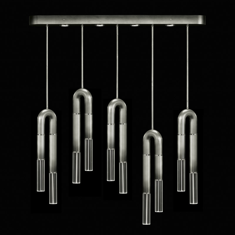 Luminaire suspendu linéaire 51,5 po Antonia, Ombre argent / nickel