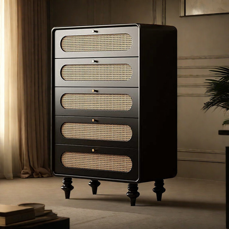 Commode d'appoint Mid-Century, Noir, noir, noir, noir